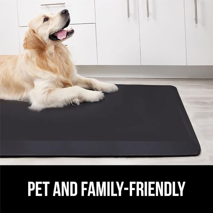 GORILLA GRIP Comfortable Cushioned Kitchen Mats for Floor, 70x24, Waterproof and Stain Resistant Soft Top, 3/4 Inch Thick Ergonomic Standing Desk Anti Fatigue Mat, Foam Supports Ankles and Feet, Onyx