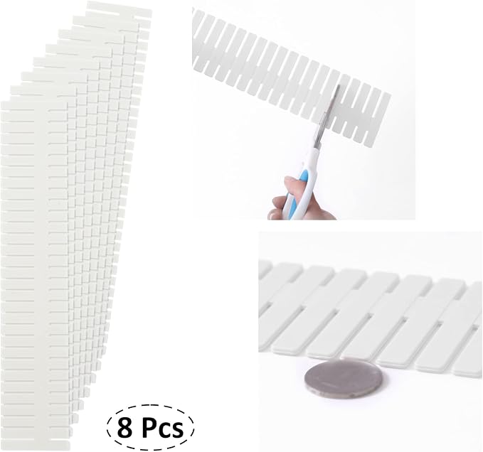 14.5 in White Adjustable Drawer Dividers, TWUTGAYW 8PC DIY Grid Drawer Organizer Dividers, Plastic Organizer Separator for Socks Underwear Makeup Cosmetic Clothes Can Help Tidy Kitchen Bedroom Dresser