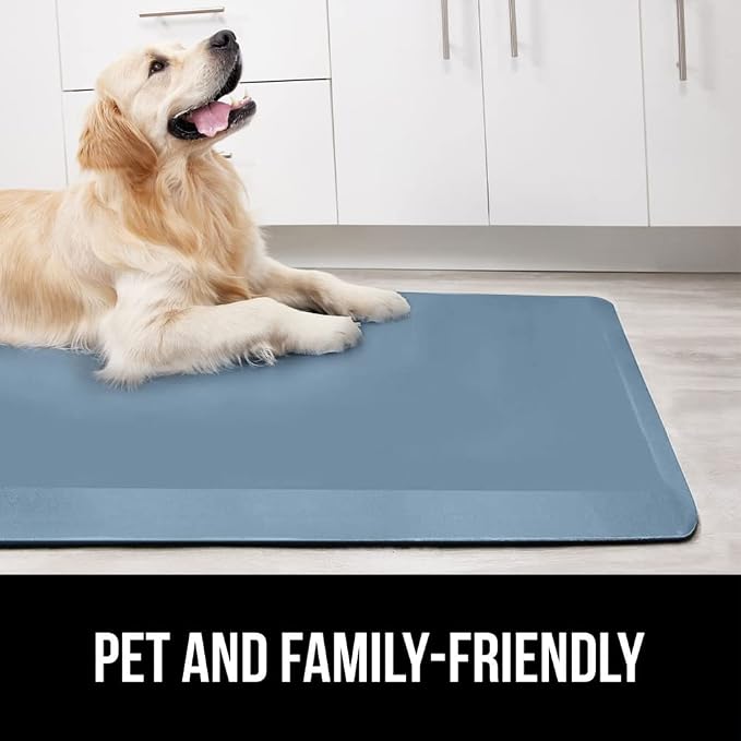 GORILLA GRIP Comfortable Cushioned Kitchen Mats for Floor, 48x20, Waterproof and Stain Resistant Soft Top, 3/4 Inch Thick Ergonomic Standing Desk Anti Fatigue Mat, Foam Supports Ankles, Feet, Sky Blue