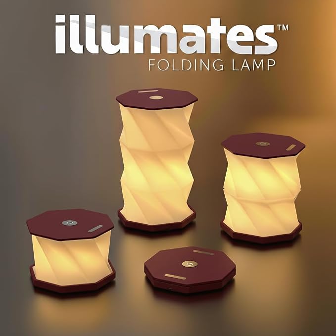 Origami Expanding Foldable LED Desk Lamp – USB Rechargeable & Portable - Dimmable Touch Control Light with Adjustable Height up to 5 1/2 for Office, Bedside - Sleek & Modern Design (NYC City Scape)