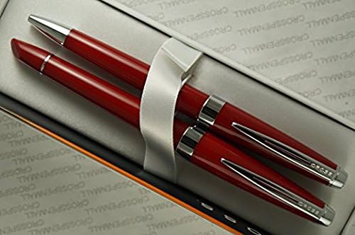 Cross Executive Companion Limited Edition Plasma Red Barrel and Extremely Polished Appointments, Cross Signature Mid-Ring Medium Nib Fountain Pen and Ballpoint Set