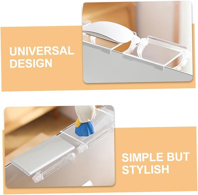 SOLUSTRE Sturdy Plastic Tv Top Storage Bracket Desk Shelving for Top of Desk No Drill Over Monitor Shelf Router Use Shelf