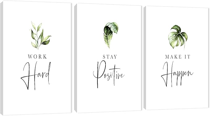Office Wall Art-3 Panel Motivational Wall Art, Inspirational Quotes Canvas Art for Home Office Wall Decor,Positive Quote Wall Decor, Entrepreneur Words Poster Frame for Company Wall Decor 20”x30”x3Pcs