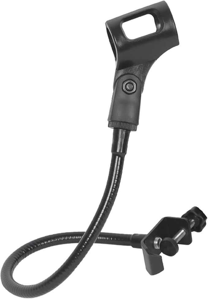 UXELY Microphone Arm Stand, Podium Mic Stand, Adjustable Gooseneck Arm Mic Stand with Desk Table Mounting Clamp for Podcast, Meetings, Lectures(Black)