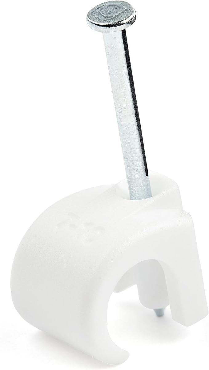 StarTech.com 100 Pack Large Cable Clips with Nail - Reusable - Nail-in Clamps - Wire Holding Clips - Ethernet Cord/AV/Coax Cable Fasteners - Brick/Drywall Mounting Cable Tacks - White - TAA
