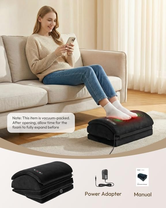 Heycool Heated Foot Rest Under Desk with Vibration Massage, Office Stool | Memory Foam Desk Foot Stool, Ergonomic Foot Rest for Pain Relief, Non-Slip Office Footrest with 3 Heat Levels & Timer