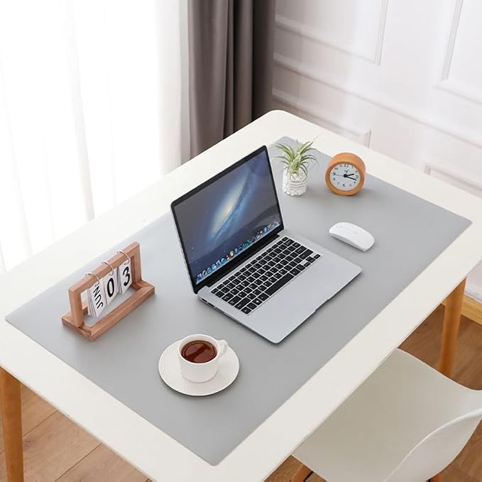 Leather Desk Pad Dual-Sided Office Desk Mat Waterproof,Large Table Cover Protector Smooth Mouse Pad Writing Gaming Mat for Laptop Keyboard (Green Blue,35.4x15.7in/90x40cm)
