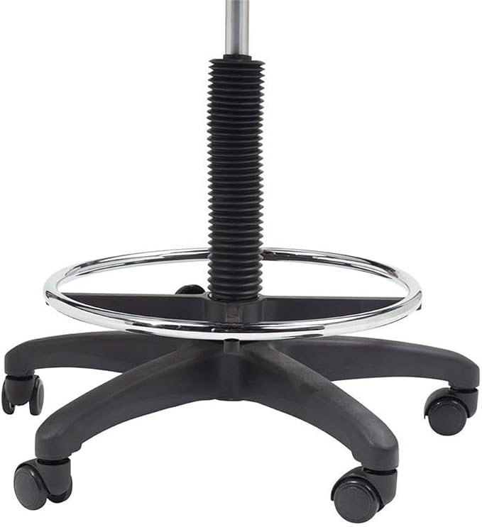 Pemberly Row Modern Polyurethane Task Chair with Arms, Adjustable 22-32 in Height, Black Finish, Heavy Duty Steel Frame, Waterfall Seat, Ribbed Design, Home Office or Industrial Desk Chair
