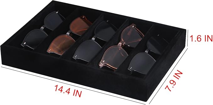 Bedside Organizer Tray, Desktop Storage Tray for Jewelry, Sunglass, Phone, Watch, Perfume,Lipstick, Nightstand Desk-top Catchall, Multi-use Holder for Desk Drawer (Black 5Grid)