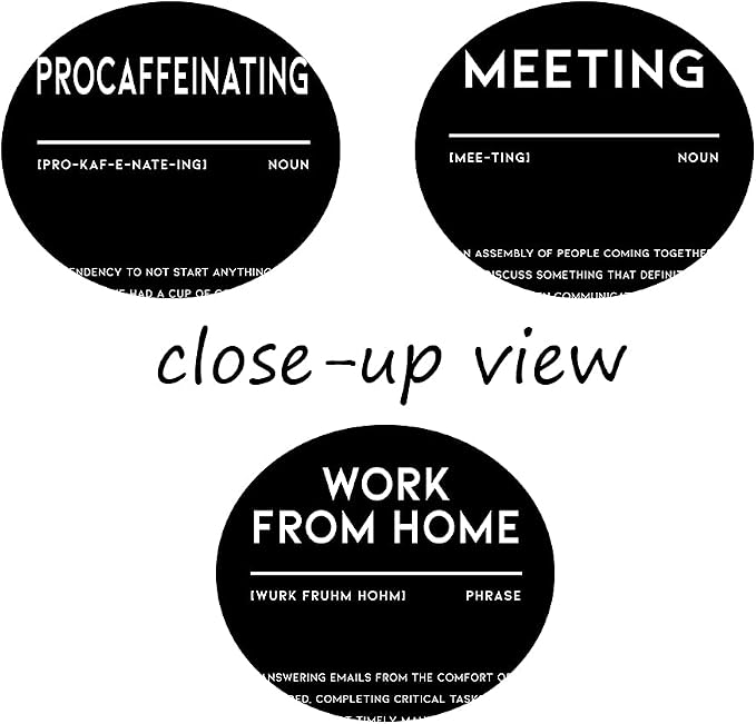 3 Piece Inspirational Canvas Wall Art, Quotes "Procaffeinating - Meeting - Work From Home" Motivational Print Pictures, Triptych Entrepreneur Poster Framed Artwork for Men Women Room Decor(36"Wx24" H)