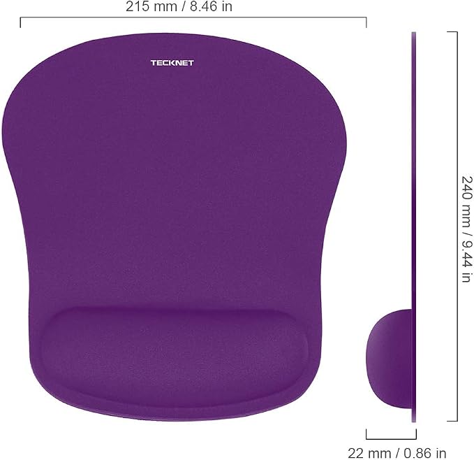 TECKNET Ergonomic Mouse Pad with Wrist Support | Soft Memory Foam, Fast Rebound, Pain Relief,Waterproof Surface, Non-slip Base