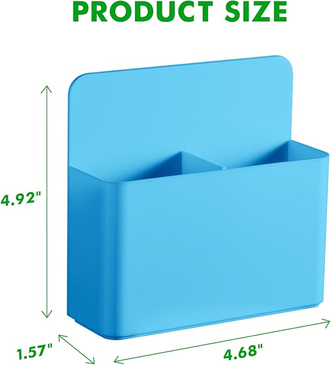 2 Pcs Magnetic Dry Erase Marker Holder for Whiteboard, Plastic Magnetic Pen Holder for Refrigerator Fridge, Magnet Pencil Cup for School Classroom, Locker Accessories, Pen Cup Organizer-Blue