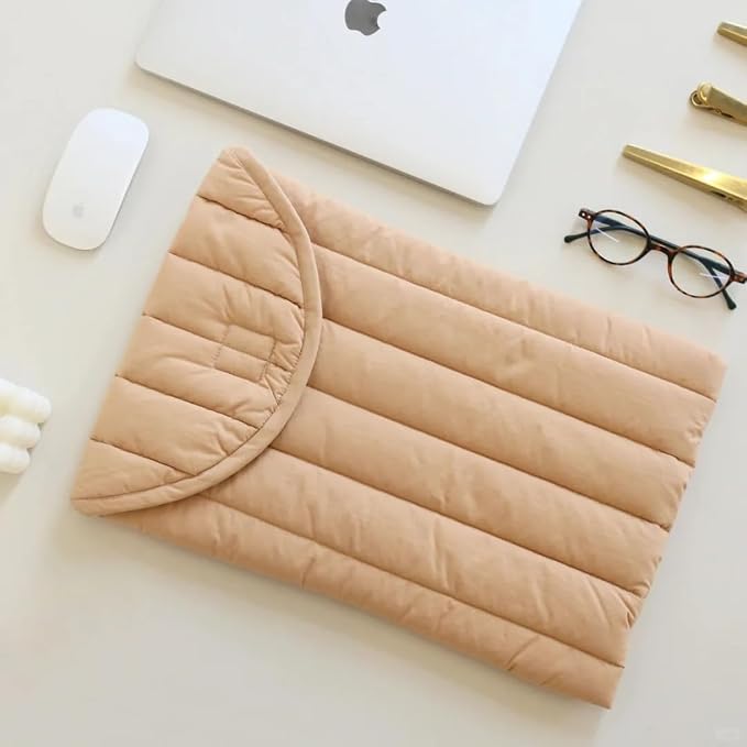 Puffy Laptop Sleeve 13-14 Inch Streak-Beige, Protective Carrying Case for Men and Women, Cute Case Bag Compatible with 13 and 14 Inch Laptops, for MacBook Air M2, Asus/Dell Xps in Cover