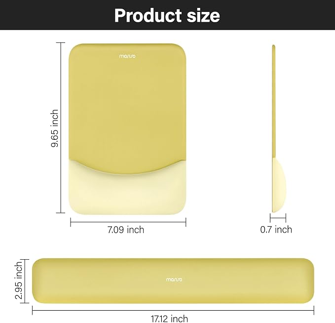 MOSISO Wrist Rest Support for Mouse Pad&Keyboard Set, Rectangular Ergonomic Mousepad Non-Slip Base Home/Office Pain Relief&Easy Typing Pad with Neoprene Cloth&Raised Silicone Lining, Yellow