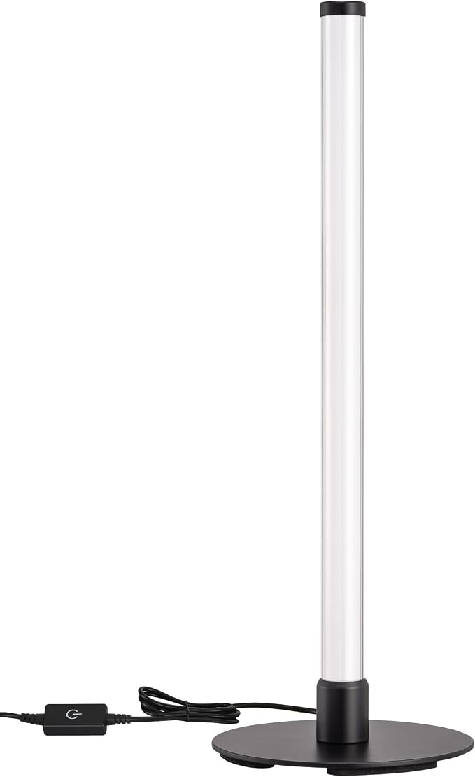 EDISHINE LED Table Lamp, Modern Slim Bedside Lamp with 360° Illumination, Stepless Dimming & 3 Color Temperature, Nightstand Lamp for Bedroom, Living Room, Black