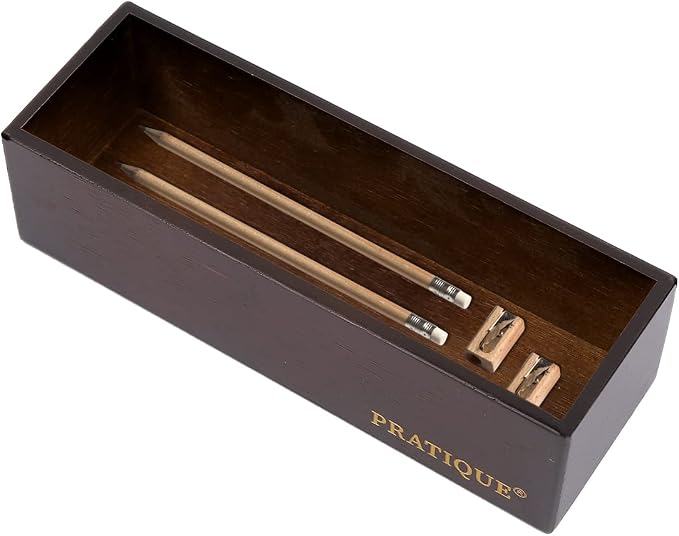PRATIQUE Bamboo Drawer Organizer - Kitchen Utensil Organizer Silverware Tray Cutlery Holder,Office Desk Supplies and Accessories,8.9 * 3 * 2.6,Nut-brown