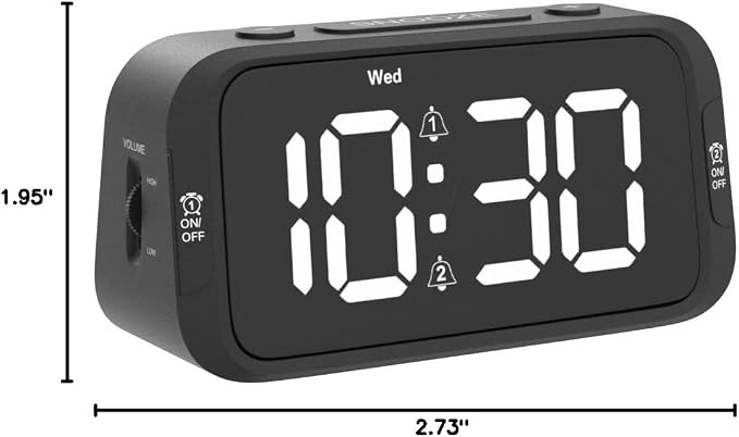 Odokee Digital Dual Alarm Clock for Bedroom with 0-100% Dimmable Display | Easy to Set Alarm Clock with Weekday/Weekend Mode - Loud Alarm for Heavy Sleepers with 5 Sounds Adjustable Volume