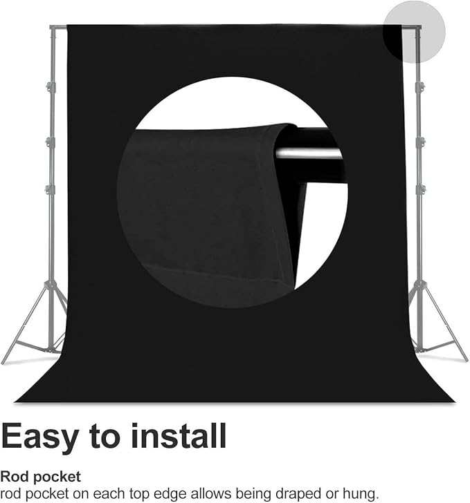 Black Backdrop 6.5 X 10 Ft, Solid Black Photo Backdrop, High Density Polyester Fabric Pure Black Backdrop Curtain Screen, Collapsible Seamless for Photoshoot Portraits Party Video Studio