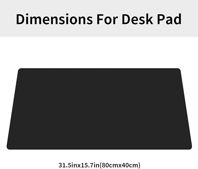 Large Office Leather Desk Mat, Large Mouse and Keyboard Pad, Laptop Pad, Desktop Protector(Black, 31.5 in. x 15.7 in.)