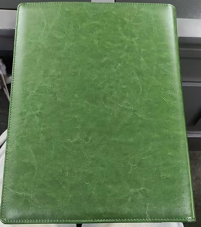 Portfolio Binder with Clipboard, Resume Padfolio Folder, Conference Folder, A4 Leather with Pockets Clip Board Portfolio Portable File Folder for Office&Interviews&School (Green)