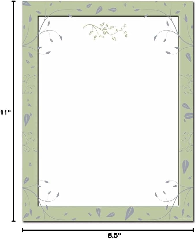 Sage Leaves Letterhead Laser & Inkjet Printer Paper, 100 pack