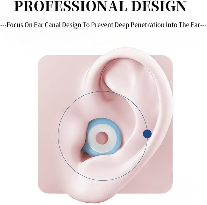 Sleep Noise Cancelling Earplugs Made of Silicone Soft Earplugs Provide Comfortable and Safe Protection for Hearing Make It The Main Force for Focused Learning and Work (Pink)