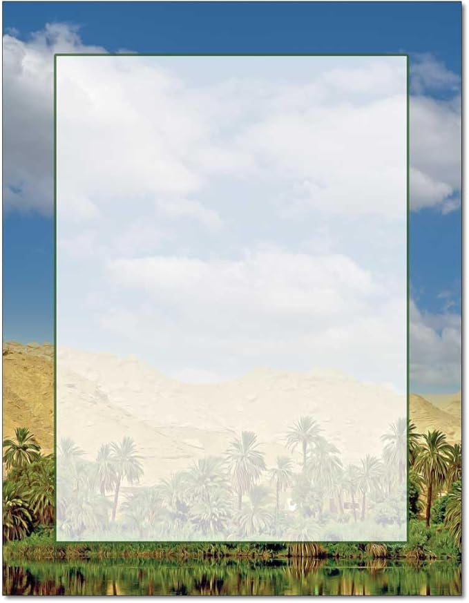 Desert Palms Letterhead, 25 Pack - 8.5 x 11 inches, DIY Printing, Laser & Inkjet Printer/Copier Compatible