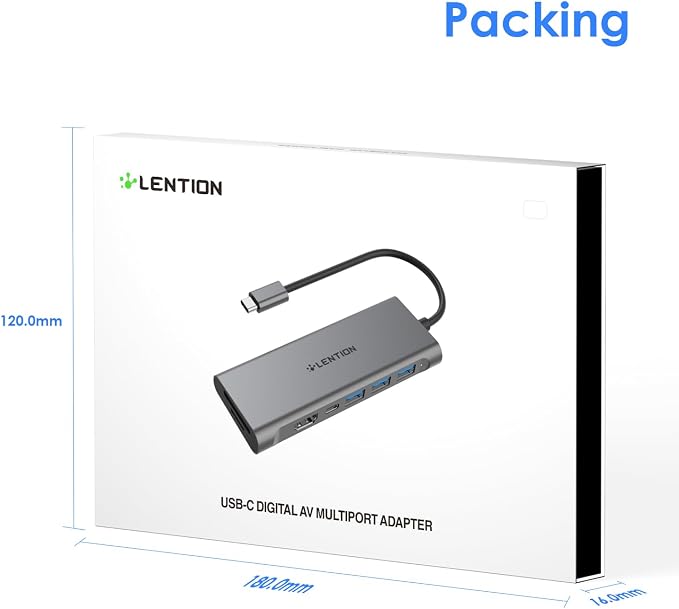 LENTION 7-in-1 USB C Multiport Hub with 4K HDMI, 100W PD, 3 USB 3.0 Ports, SD/MicroSD Card Reader Compatible MacBook Pro/Air/Neo 2016-2026 Stable Driver Adapter (C36B, Space Gray)