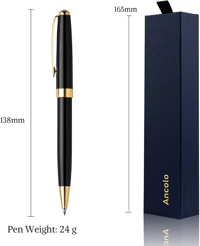 Ancolo Personalized Business Pens - Black Ink with 10 Extras Refills 5 Gift Boxed - Custom with Your Name or Message, Perfect for Students/Teacher/Manager/Lawyer/Professor 5PCS/Pack