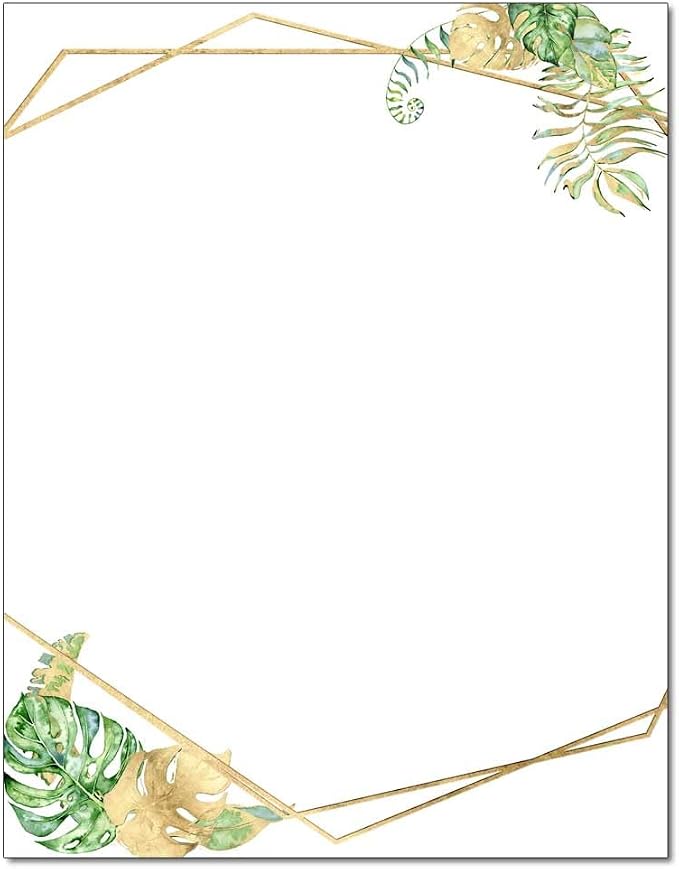 Abstract Leaves Letterhead, 25 Pack - 8.5 x 11 inches, DIY Printing, Laser & Inkjet Printer/Copier Compatible