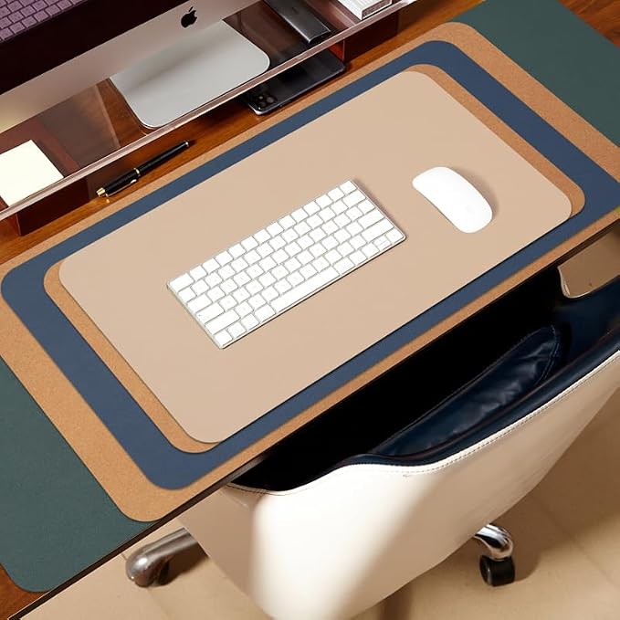 Cork Desk Mat - Small Dual-Sided Desk Pad for Office and Home - Desk Organization and Accessories - Ideal for Large Mouse Pad and Small Desk Mats on Top of Desks(Dark Green,23.6"x 13.8")