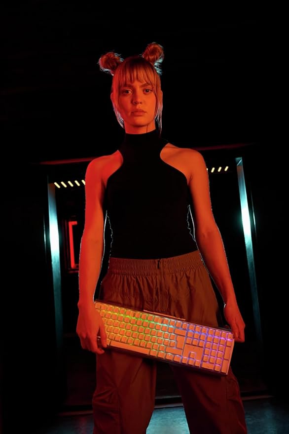 Cherry MX 3.0S Wireless, Mechanical Gaming Keyboard, Bluetooth, 2.4 GHz & Wired Mode, RGB Lighting, Aluminum Housing, Rechargeable, MX2A Blue Switches, White