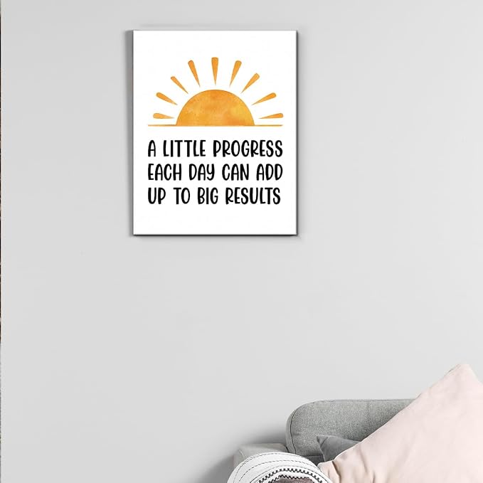 Inspirational Office Wall Art Decor, Motivational Add Up to Big Results Positive Quote Daily Affirmations Artwork Posters for Home Office Gym Classroom Decorations (8 X 10 Inches, Framed)