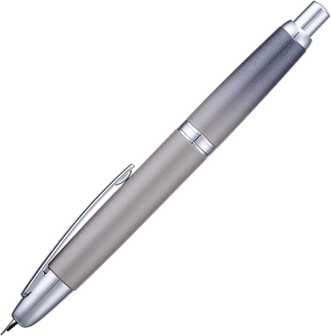 Jinhao 10 Press Fountain Pen with Box, Gradient Gray Retractable Fine Nib with Ink Converter Set (Silver Clip)