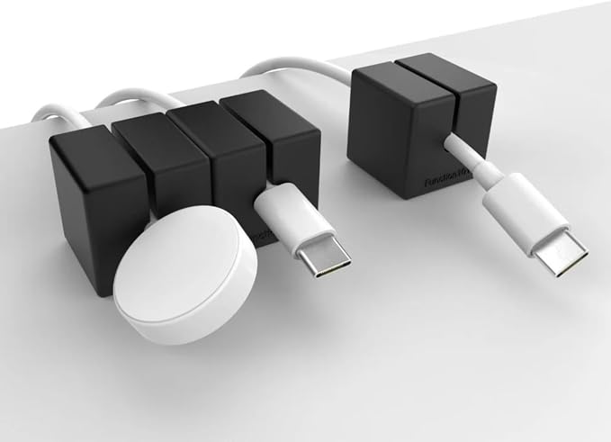 Function101 Weighted Magnetic Cable Blocks โ Non-Adhesive Anchors for Cable Organization โ Weighted Cord Holders & Accessory Organizer โ Durable Magnetic Accessories for Office Use (Black, Pack of 3)