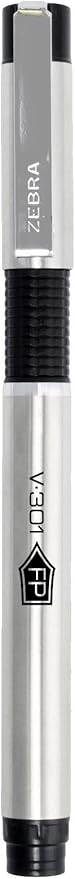 Zebra Pen V-301 Fountain Pen, Stainless-Steel Barrel, Fine Point, 0.7mm, Black Ink, 1-Pack with Refill (48111)