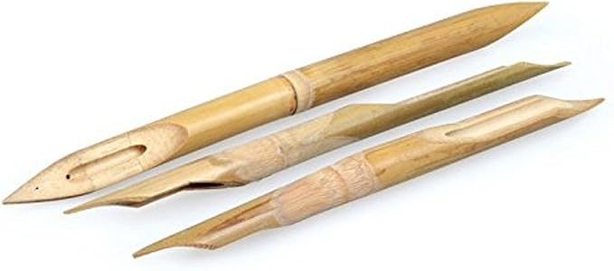 COMIART 3 Pcs Double Head Hard Strong Bamboo Reed Pens Pottery Ceramic Shaping Tools Polymer Clay Tool