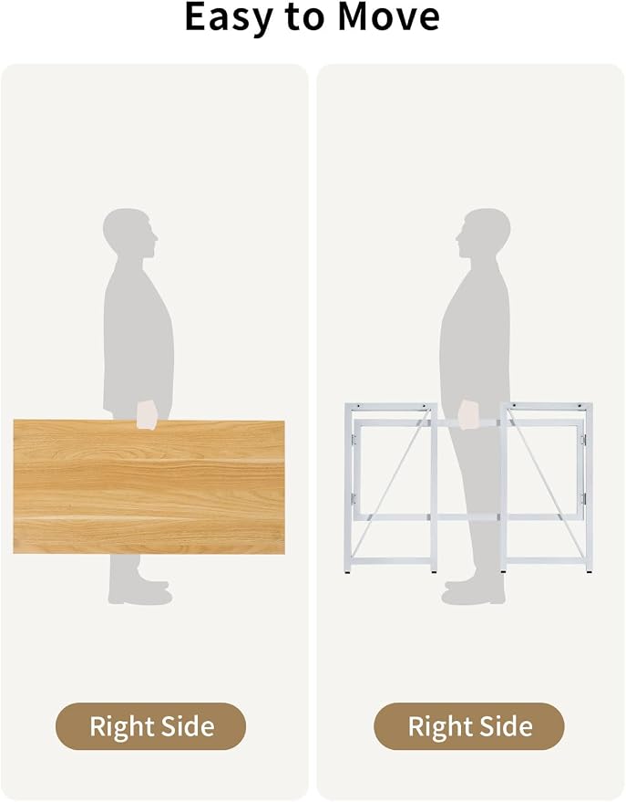 Modern Foldable Desk Writing Computer Desk, Beige, 39.4 inch