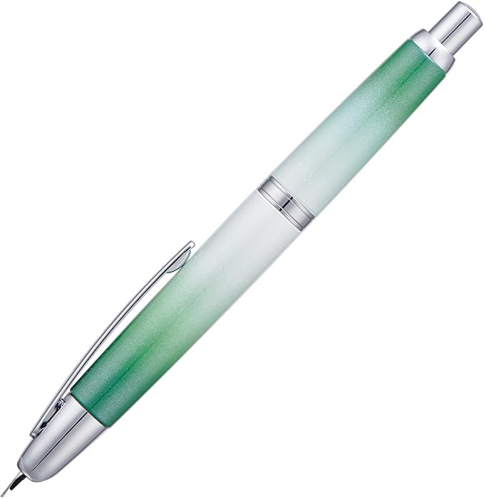 Jinhao 10 Press Fountain Pen with Box, Gradient Grass Green Retractable Extra Fine Nib with Ink Converter Set (Silver Clip)