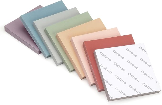 Osboo Sticky Notes 3x3 Self-Stick Notes Pads with 8 Morandi Colors, Easy to Post for Office, School, Home, 8 Pads/Pack, 80 Sheets/Pad