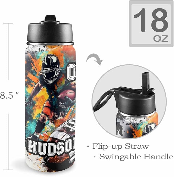 Personalized Baseball Backpack with Name Back to School Supplies Bookbag for Kids Boys Custom Football Basketball Player Schoolbag and Water Bottle Cup&Pencil Pouch School Backpacks with Lunch Box Set