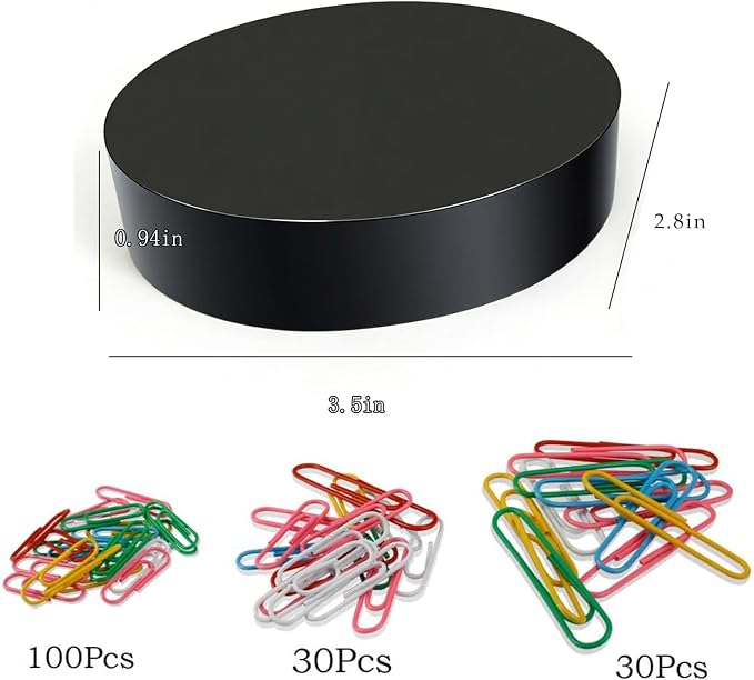 Magnetic Paper Clip Holder for Desk, Office Organizer with 160 Pcs Clips | Strong Magnetic Base Securely Holds Paperclips Fits Any Desk Home Office with 160 Pieces Assorted Size and Colors Paper Clips