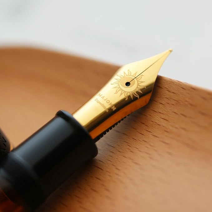erofa Majohn P139 NO.8 Fine Nib Piston Fountain Pen with Box, Brass Piston System Large Capacity Writing Pen