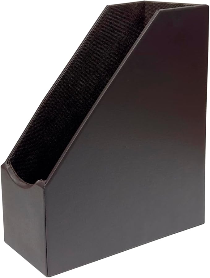 UnionBasic Magazine File Holder, Leatherette Desktop Document Organizer, Home Office Paper Holder File Storage Literature Sorter, Coffee, Set of 4