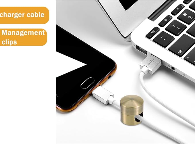 6 Sets Charger Cord Holder,Antique Copper Color Metal Adhesive Cable Management Clips,Adjustable Phone Cable Anchor Holders,Brass Wire Organizer for Desk, Wall, Home, Office, nightstand, Chandelier