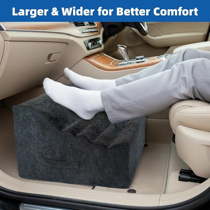 Foot Rest Under Desk, Ergonomic Foot Stool, Comfortable Office Footrest with Curved Design, with Washable Cover for Home and Office, Relieves Leg Pressure (Dark Gray)