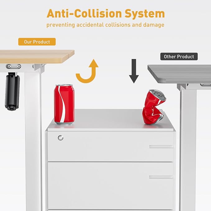48x24 in Electric Standing Desk,Adjustable Height with Wheels,Oak | Spliced Desktop,27.9"–46.8" Height Range,4 Memory Presets,Lockable Wheels,Headphone Hook,Sit Stand Desk,Home Office
