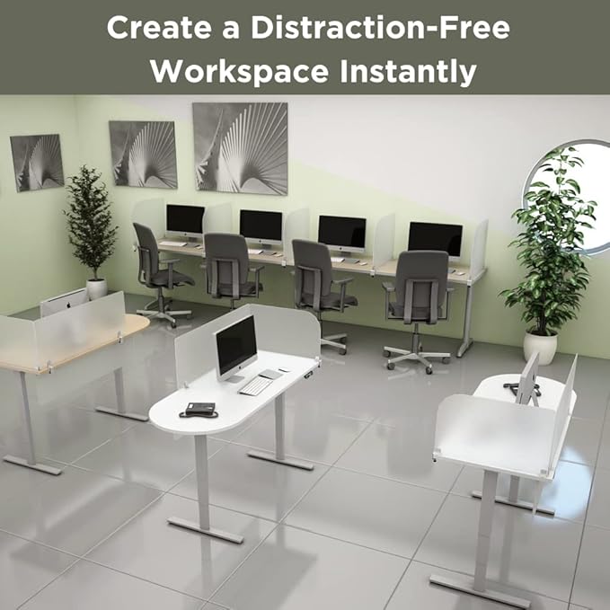 Desk Divider for Students and Desk Privacy Panel. Office Partitions and Ideal Cubicle Light Shield. Frosted Acrylic Clamp-on Desk Partition - 23” W x 22”H Divider