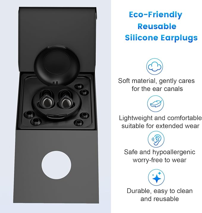 Ear Plugs for Sleeping 45dB Noise Cancelling Ear Plugs for Concerts, Silicone Earplugs Reusable Concert Ear Plug, Music Festivals, Raves, Musicians, Motorcycles, Wind Noise