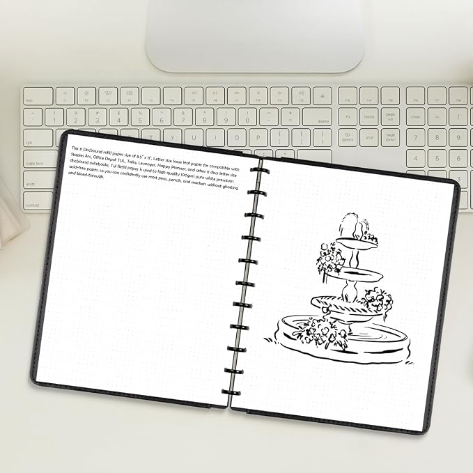 A4 TUL Discbound Dotted Refill Paper, 11-Disc Dot Grid Filler Paper, 100Sheets / 200Pages, 100gsm White Paper, 8.5'' x 11''